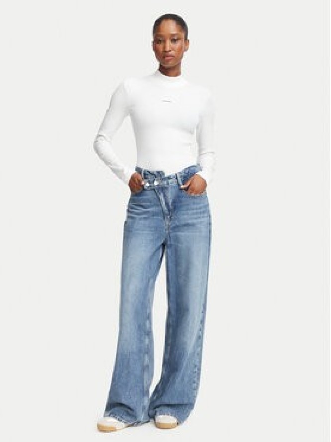 Guess Jeans Bluzka W6BP06 K5471 Biały Slim Fit
