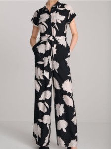 Letni kombinezon z wiskozą w kwiaty - wielobarwny
