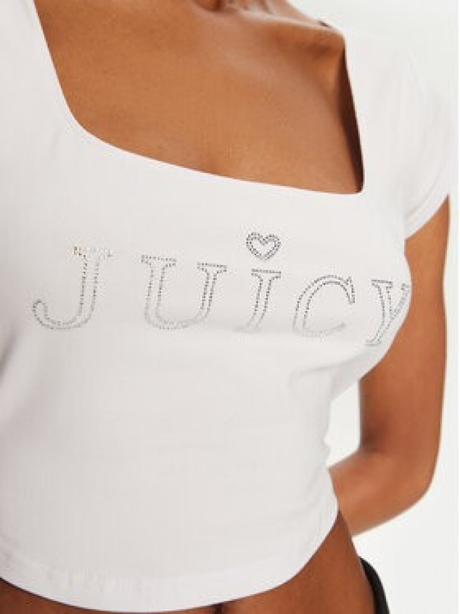 Juicy Couture Bluzka Regal JCBCT224831 Biały Slim Fit