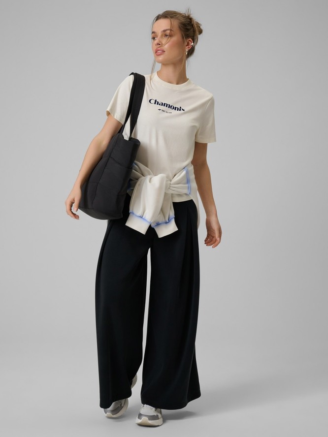 4F Spodnie dresowe z szerokimi nogawkami modalem damskie - czarne M