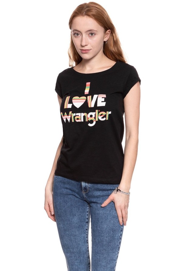 WRANGLER T SHIRT DAMSKI I LOVE TEE BLACK W700LEA01 112130872