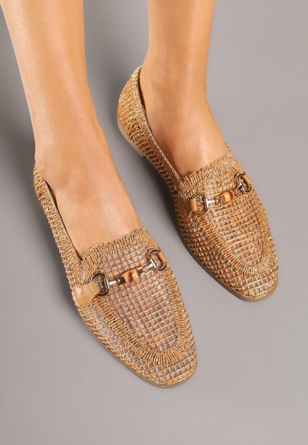 Brązowe Mokasyny Loafersy z Ażurową Cholewką Kolarila