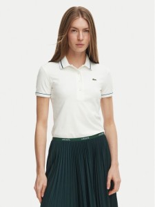 Lacoste Polo DF5284 Kremowy Slim Fit