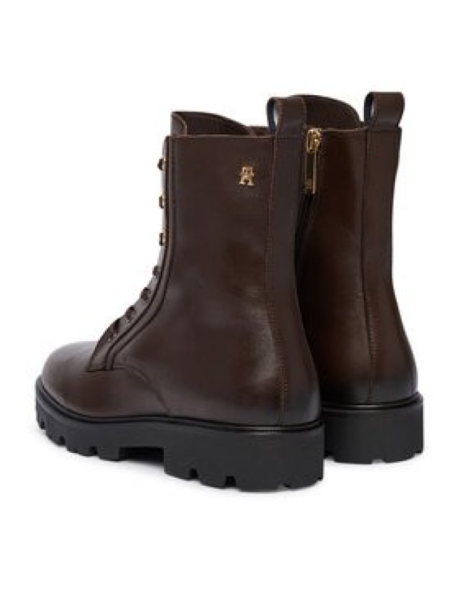 Tommy Hilfiger Trzewiki TH Stud Leather Lace-Up Boot FW0FW09571 Brązowy
