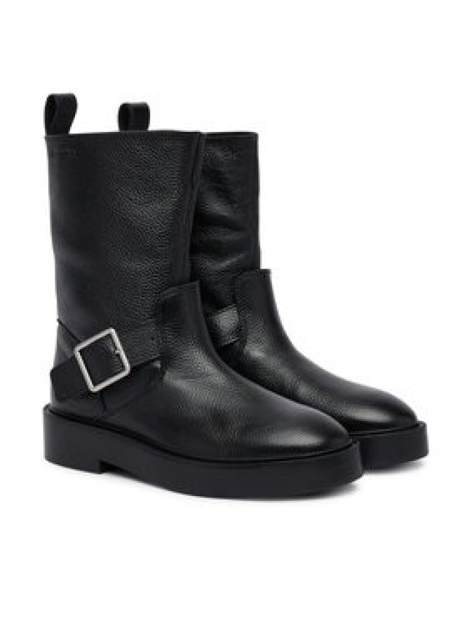 Calvin Klein Botki Conc Welt Mid Biker Boot Lth HW0HW03212 Czarny