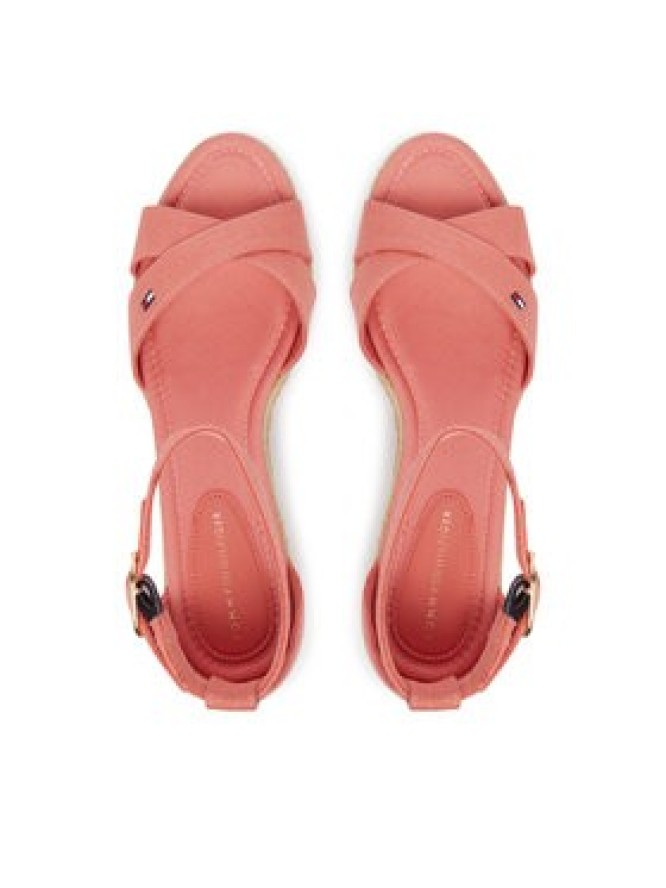 Tommy Hilfiger Espadryle Hemp Crossover Strap Wedge Espadrilles FW0FW09332 Różowy