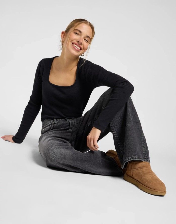 DAMSKIE SPODNIE LEE LOW SLUNG SLOUCH CHARRED BLACK 112371088
