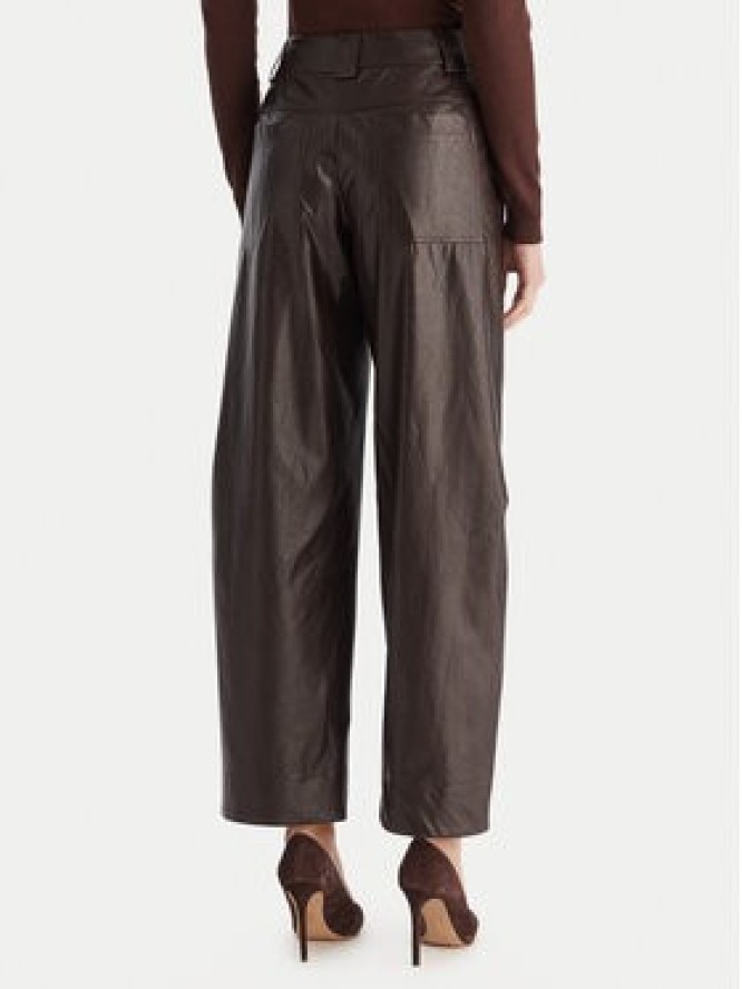 ACCESS FASHION Spodnie z imitacji skóry 54-5132-188 Brązowy Regular Fit