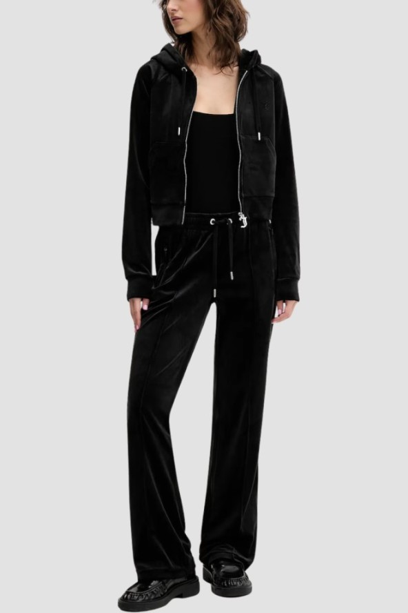 JUICY COUTURE Czarne spodnie dresowe z cyrkoniami Tina, Rozmiar S
