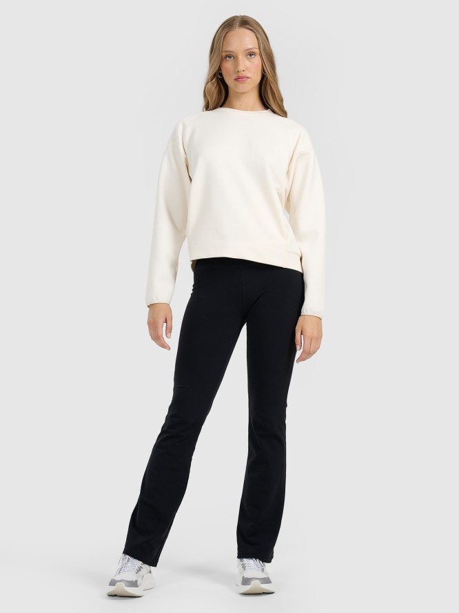 4F Bluza dresowa nierozpinana bez kaptura damska - beżowa XXL