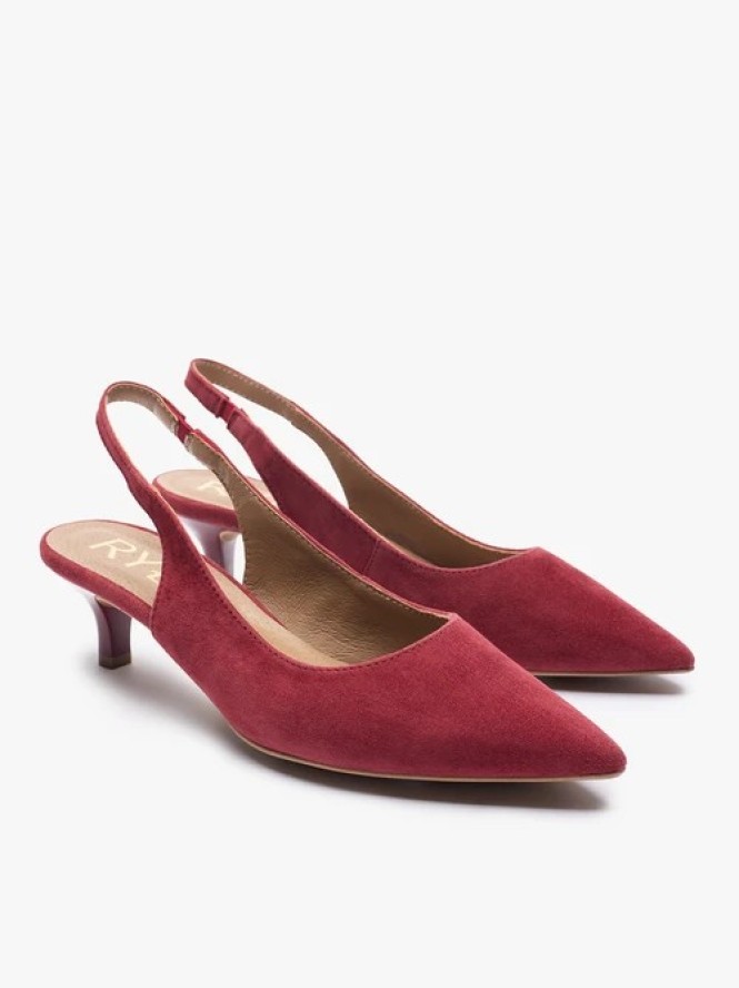 Bordowe czółenka bez pięty slingback