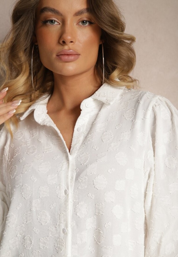 Biała Koszula z Kołnierzem i Szerokimi Mankietami Yanilo