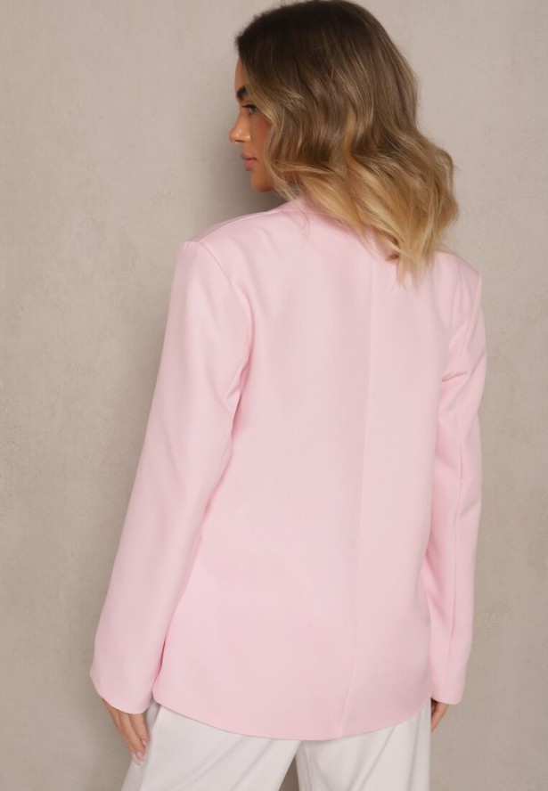 Różowa Marynarka Ozdobiona Wiązaniem z Boku Lunorisa