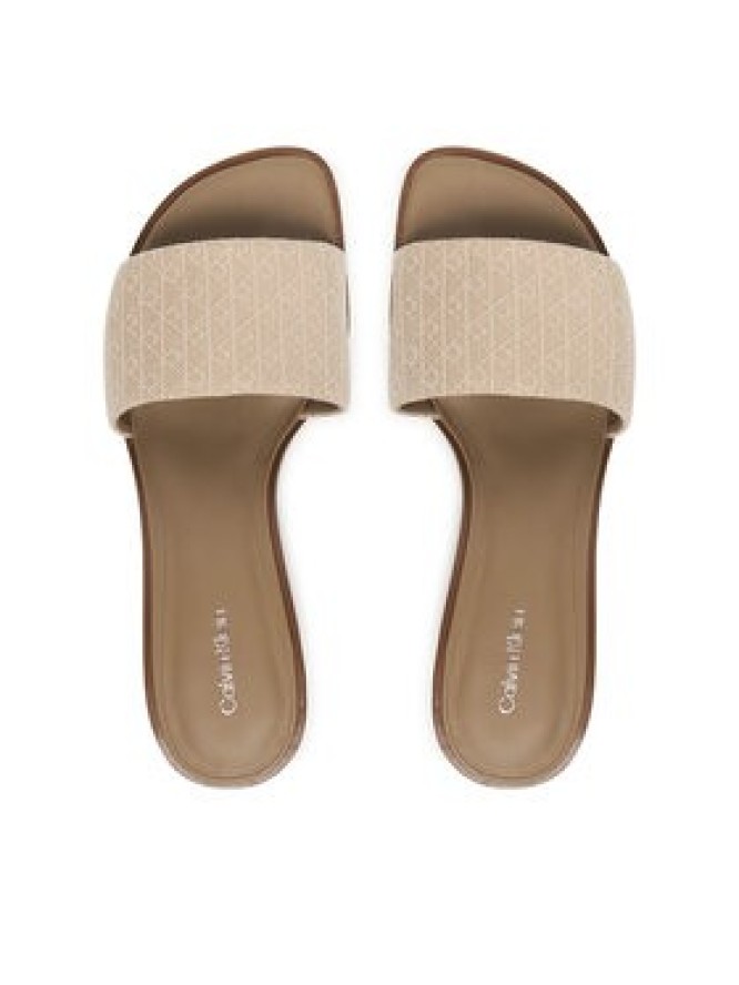 Calvin Klein Klapki Block Heel Sandal Aop HW0HW03016 Beżowy