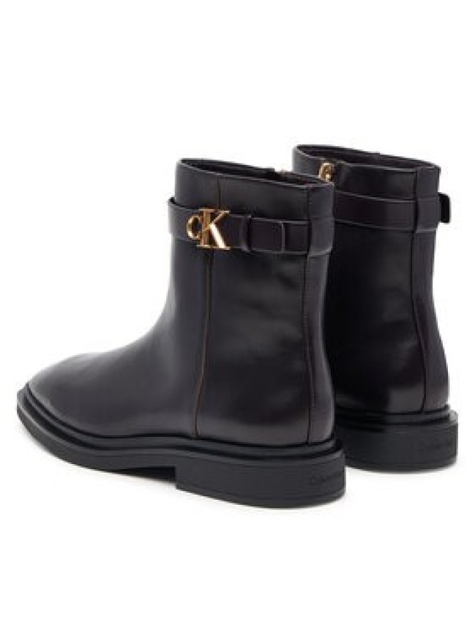 Calvin Klein Botki Square Ankle Boot Lth Mg Hdw HW0HW03186 Brązowy ciemny