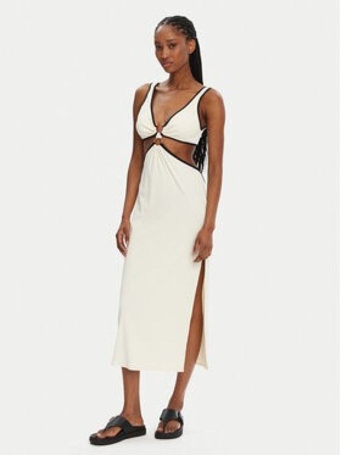 Seafolly Sukienka letnia Beach Bound 55111-DR Écru Slim Fit