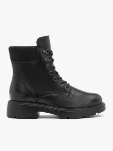 Czarne trzewiki ze skóry licowej i nubukowej