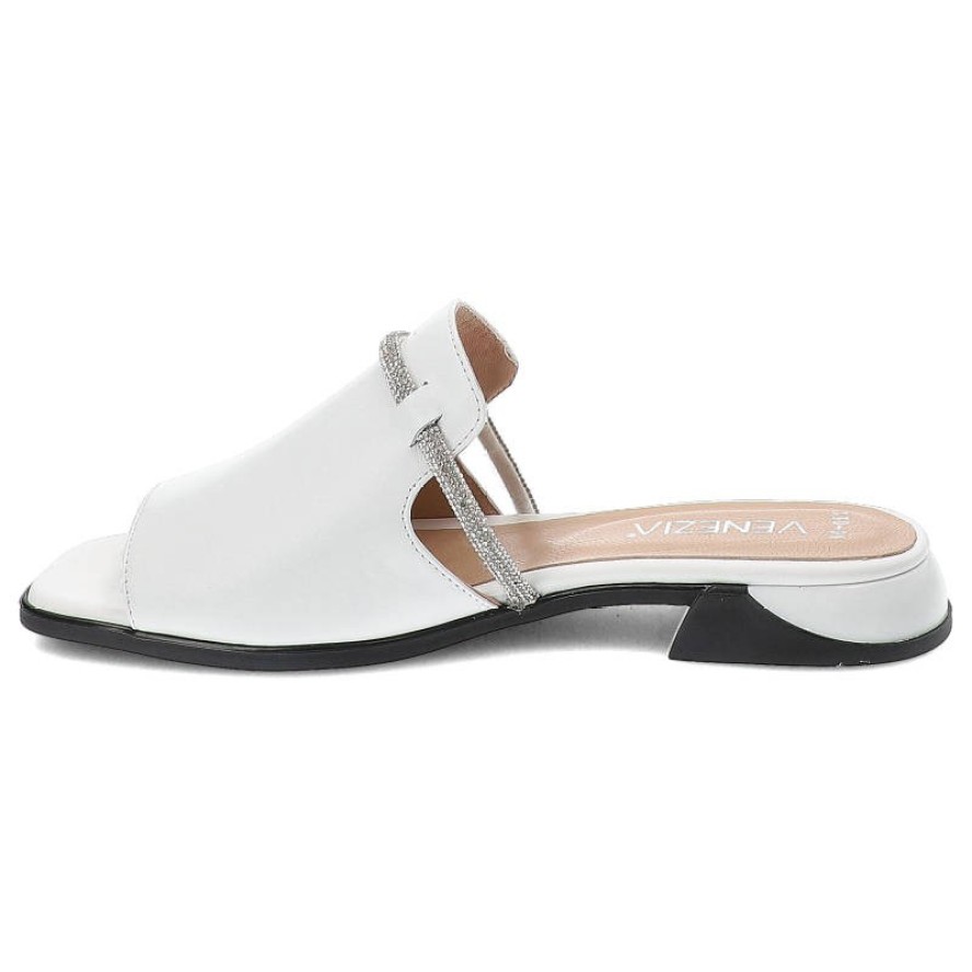 Białe Klapki Venezia Eleganckie Skórzane Buty