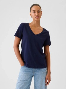 T-SHIRT DAMSKI KOSZULKA 1 BAWEŁNA GAP VINTAGE GRANATOWY