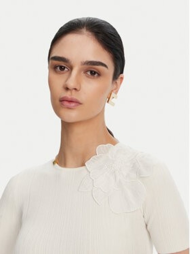 Elisabetta Franchi Sweter MK-55B-51E2 Biały Slim Fit