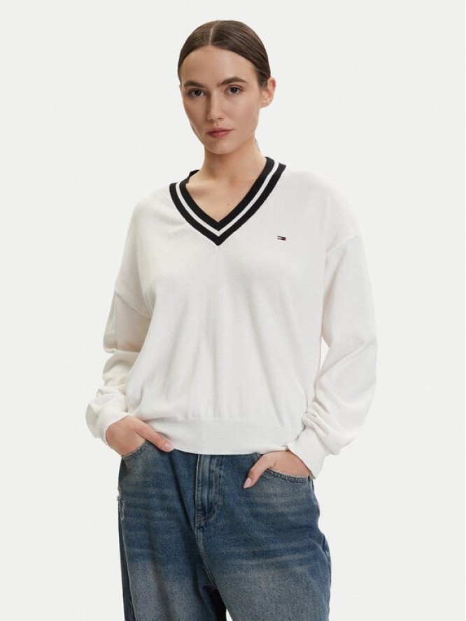 Tommy Jeans Sweter DW0DW22778 Biały Regular Fit