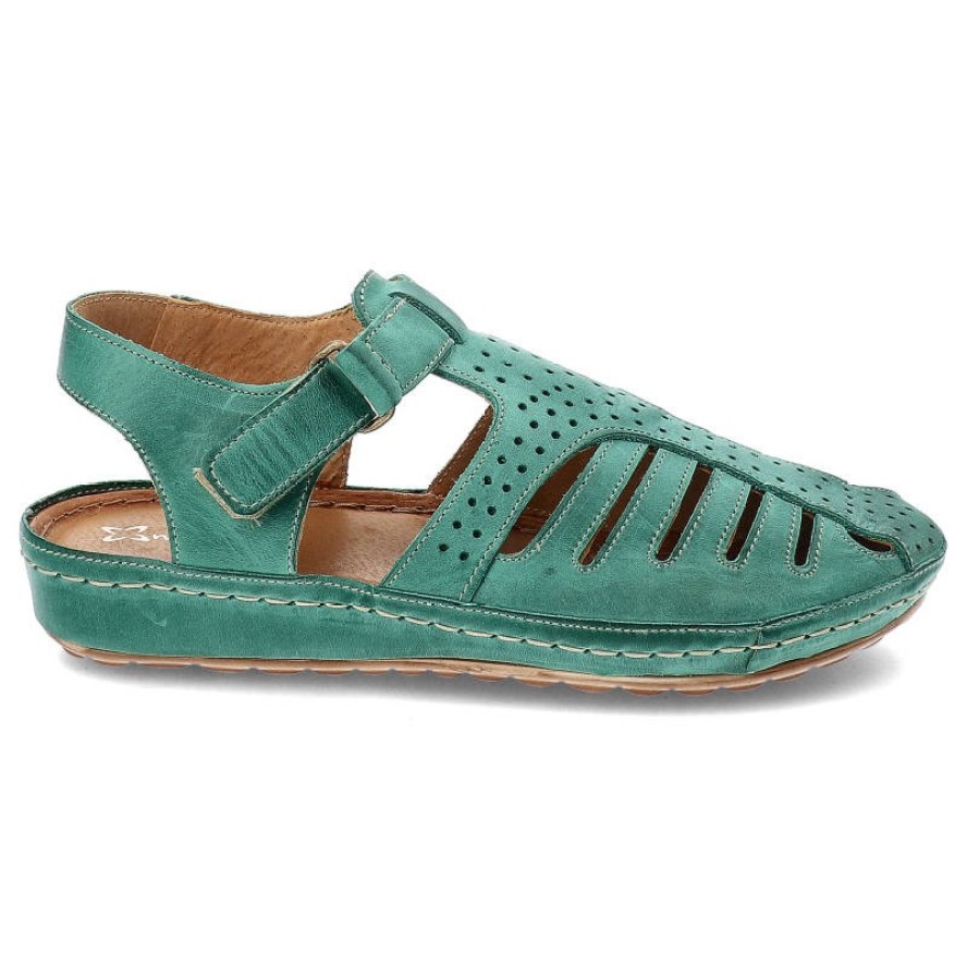 Zielone Sandały Maciejka Wygodne Skórzane Buty