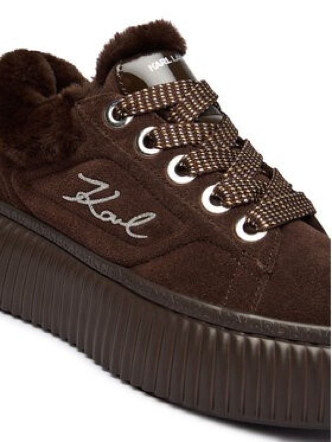 KARL LAGERFELD Sneakersy Kreeper Lo KL42312L Brązowy ciemny