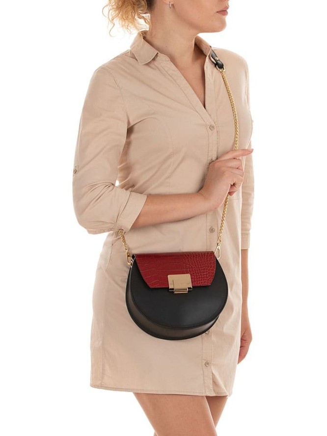 Pia Sassi Skórzana torebka "Cima Carnera" w kolorze czarno-czerwonym - 24 x 18 x 7 cm rozmiar: onesize