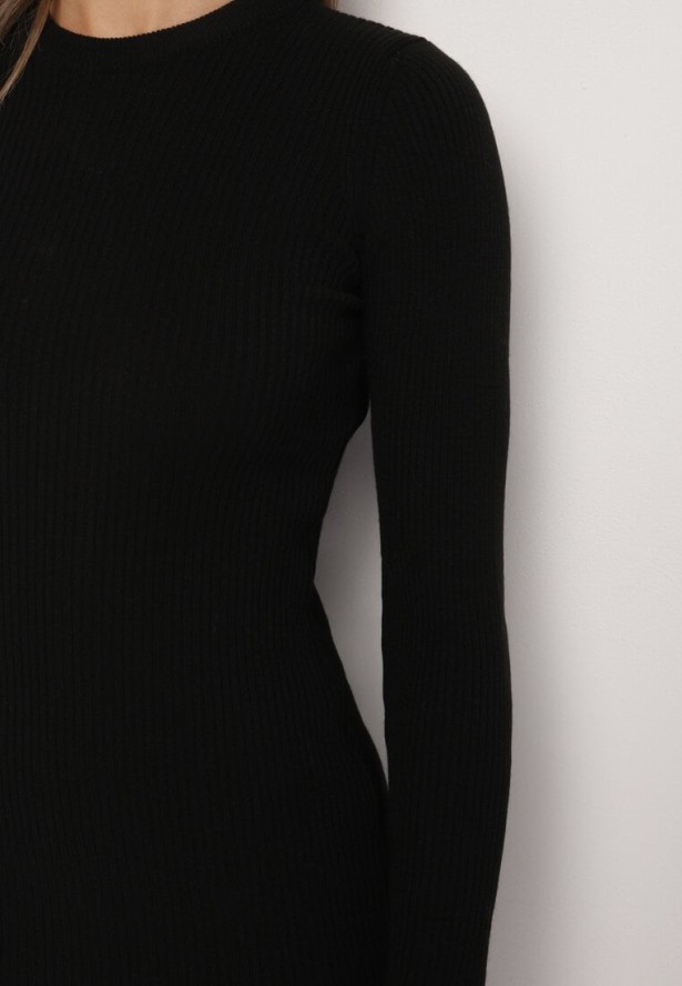 Czarna Sukienka Dzianinowa Dopasowana Morttina
