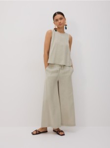 Szerokie spodnie z modalu - jasnozielony