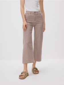 Jeansy culotte w paski - beżowy