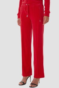 JUICY COUTURE Czerwone spodnie dresowe damskie z cyrkoniami Tina, Rozmiar XS