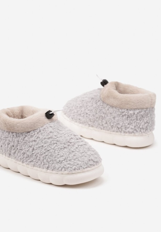 Szare Kapcie Vices z Futerkiem i Dodatkowym Ściągaczem Calavina