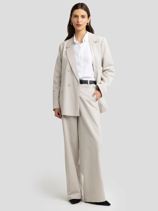 Marynarka damska z dodatkiem lnu beżowa Marylia 800