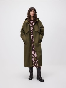 Bawełniany płaszcz z kapturem - zielony