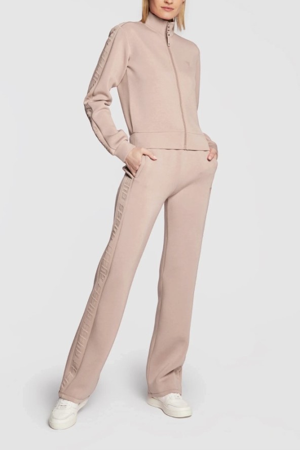 GUESS Różowa bluza damska z lampasami New Allie Scuba, Rozmiar S