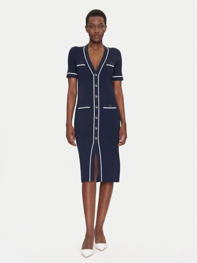 Luisa Spagnoli Sukienka dzianinowa Candelotto 100004 Granatowy Slim Fit
