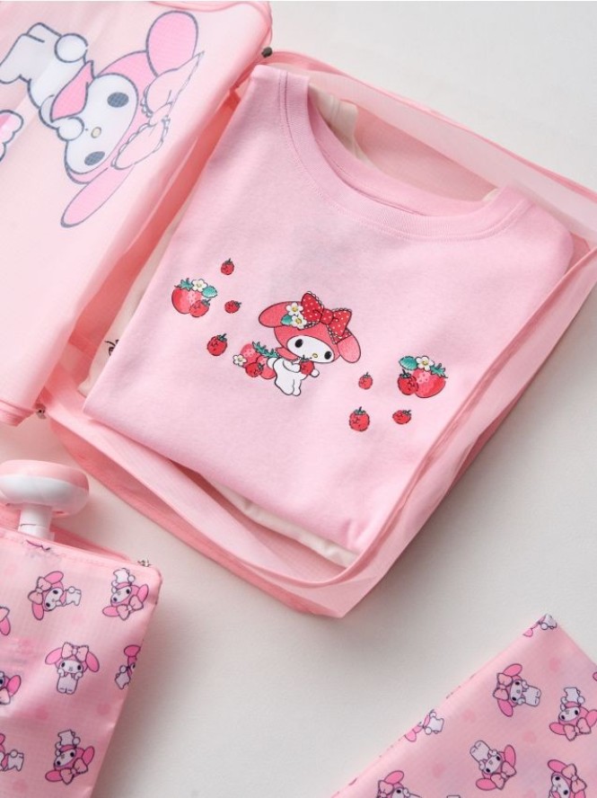 Bawełniana koszulka z nadrukiem My melody - różowy