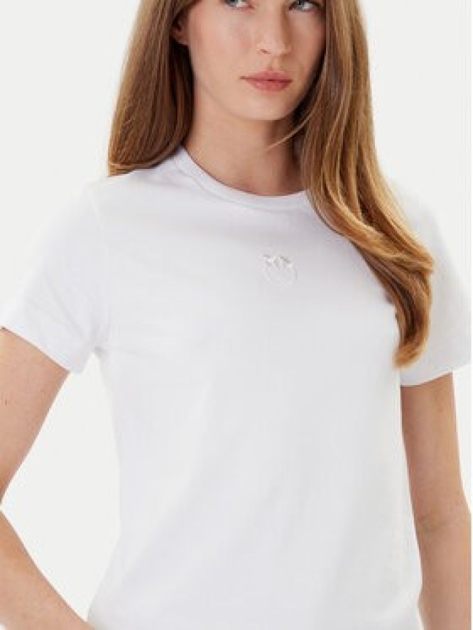 PINKO T-Shirt Bussolotto 100355 A2RD Biały Regular Fit