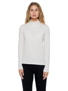 Damska koszulka z długim rękawem i golfem z plakietką Leone 1947 Never Without