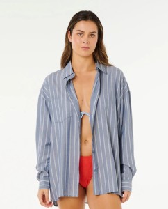 Rip Curl Beach Days Pinstripe Shirt - Dusty Blue