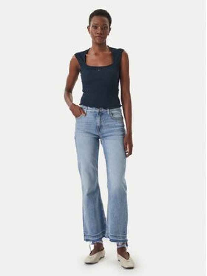 Tommy Jeans Top Smock Seersucker DW0DW22220 Granatowy Slim Fit