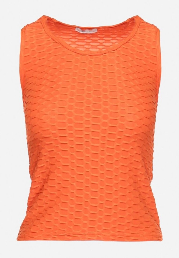 Pomarańczowy Top z Drobnymi Tłoczeniami na Ramiączkach Zemrine