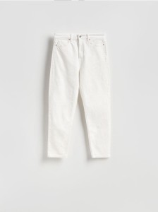 Jeansy mom fit slim - złamana biel