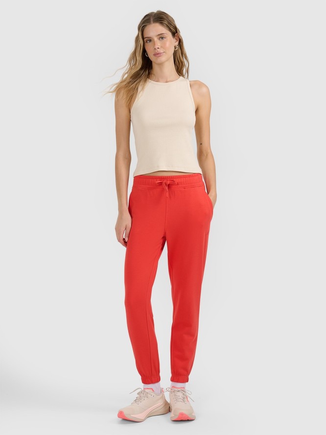 4F Top slim gładki damski - beżowy XS