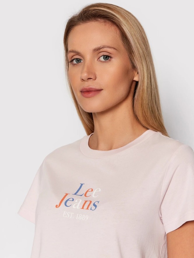 LEE SEASONAL LOGO TEE DAMSKI T-SHIRT KOSZULKA LOGO NADRUK PALE LILAC L41GYGSU 112140030