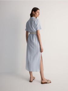 Koszulowa sukienka midi z wiskozą - jasnoniebieski