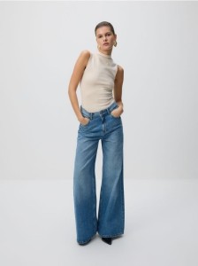 Jeansy wide leg - niebieski