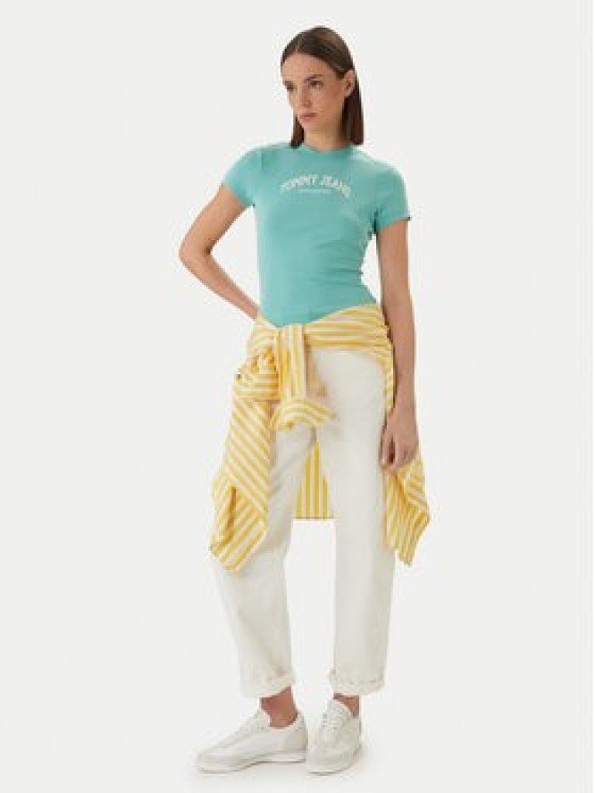 Tommy Jeans T-Shirt DW0DW22302 Zielony Slim Fit