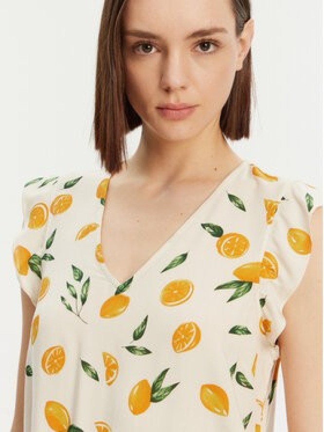 Pieces Bluzka Nya 17147804 Écru Regular Fit